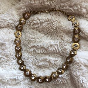 J Crew Gold Crystal Art Deco Necklace